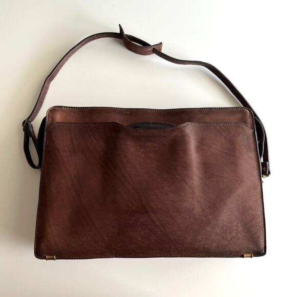 Lion Leather Products Vintage USA Made Mid Modern Style Brown Leather Briefcase - Picture 1 of 10